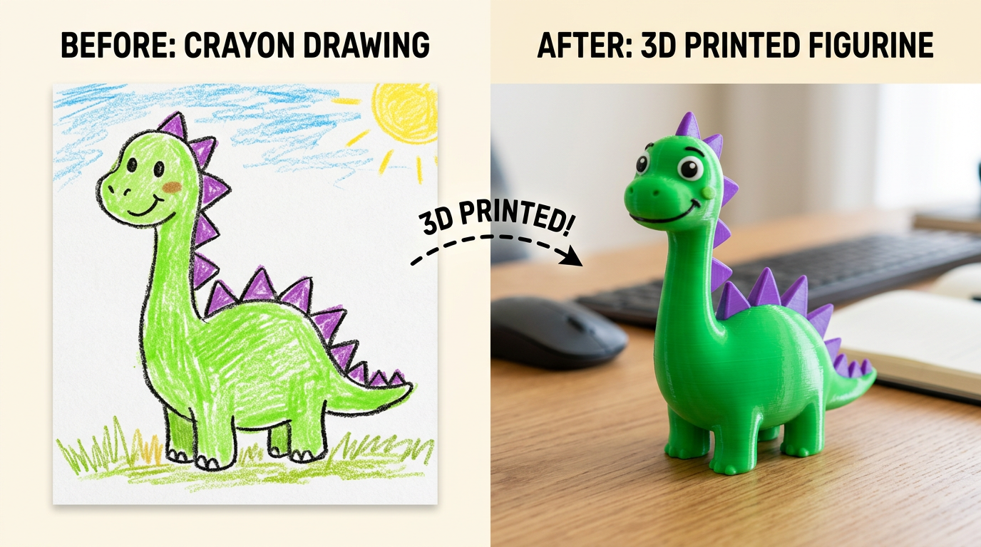 Drawing turned into a 3D print