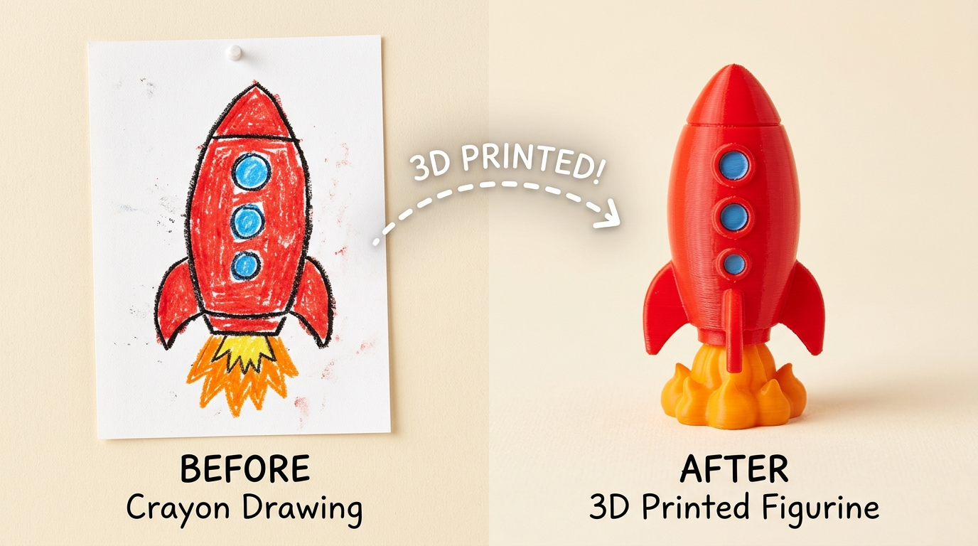 Drawing turned into a 3D print