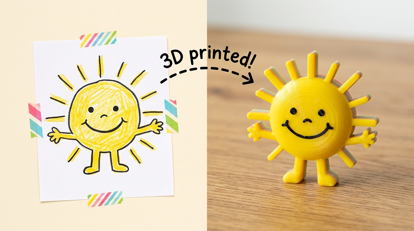 Drawing turned into a 3D print